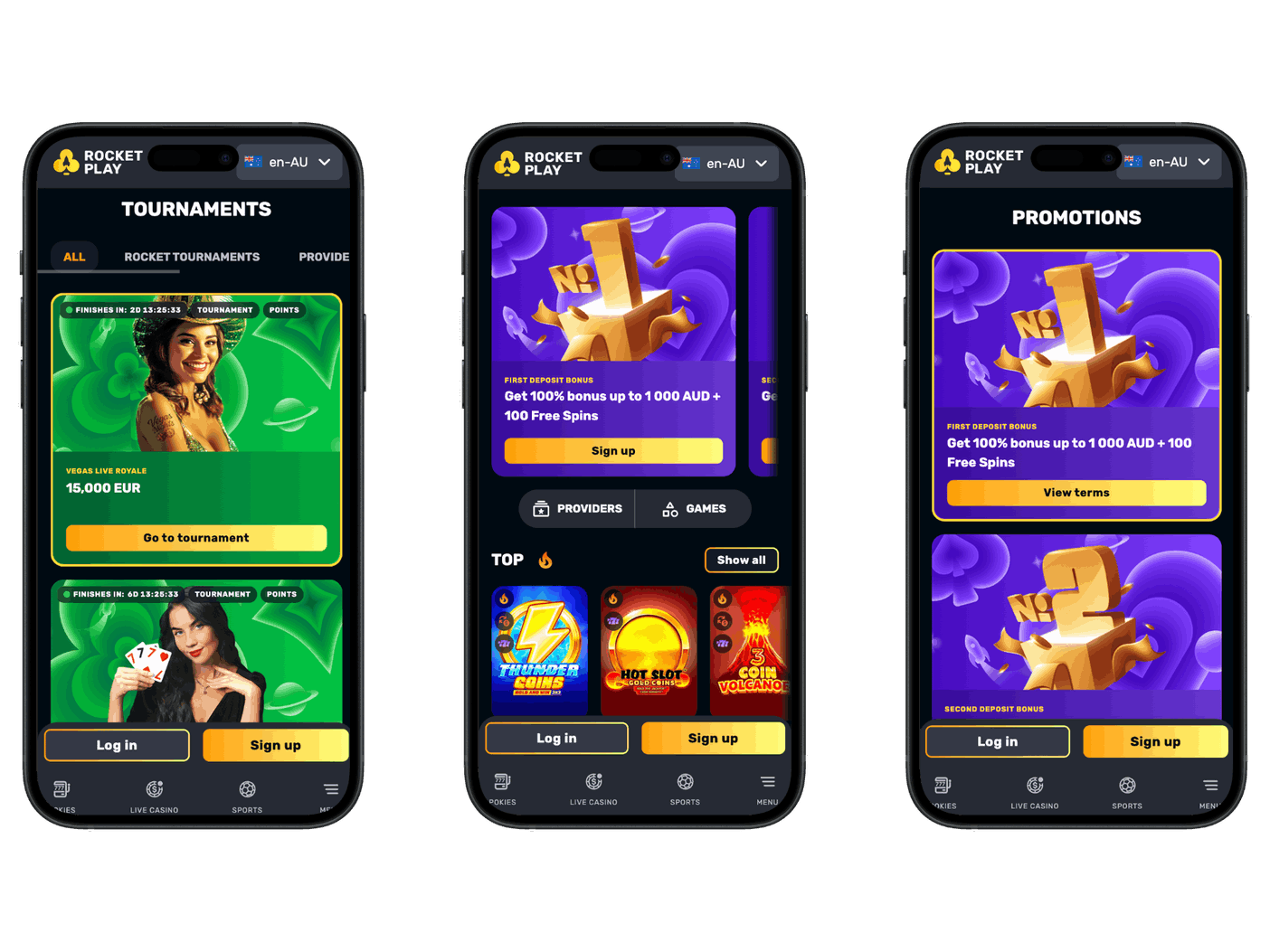 Rocketplay app download interface on mobile